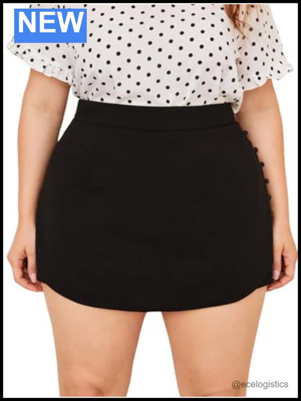 Women's Plus High Waist Button Side Casual Skort Shorts